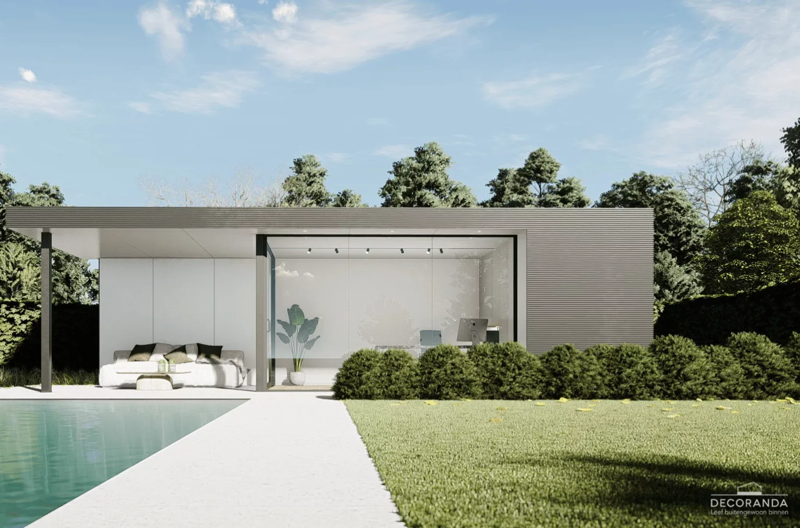 Bijgebouw tuinkantoor front